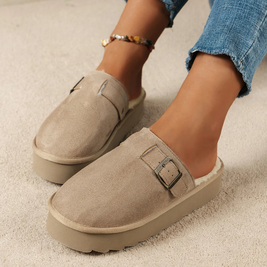 Women's Fashionable and Comfortable Thick-Soled Outdoor Commuting Indoor Warm Home Slippers for Autumn and Winter