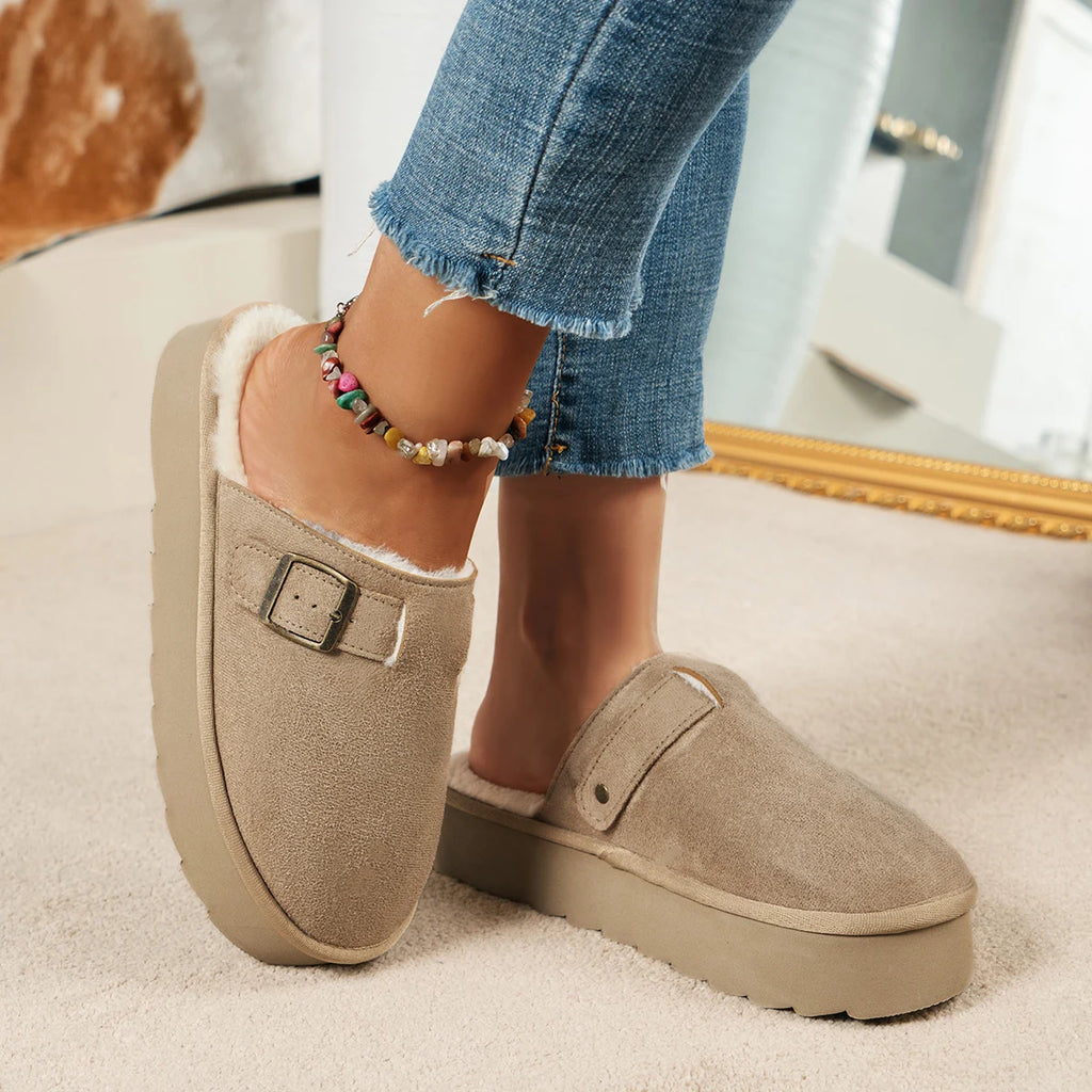 Women's Fashionable and Comfortable Thick-Soled Outdoor Commuting Indoor Warm Home Slippers for Autumn and Winter